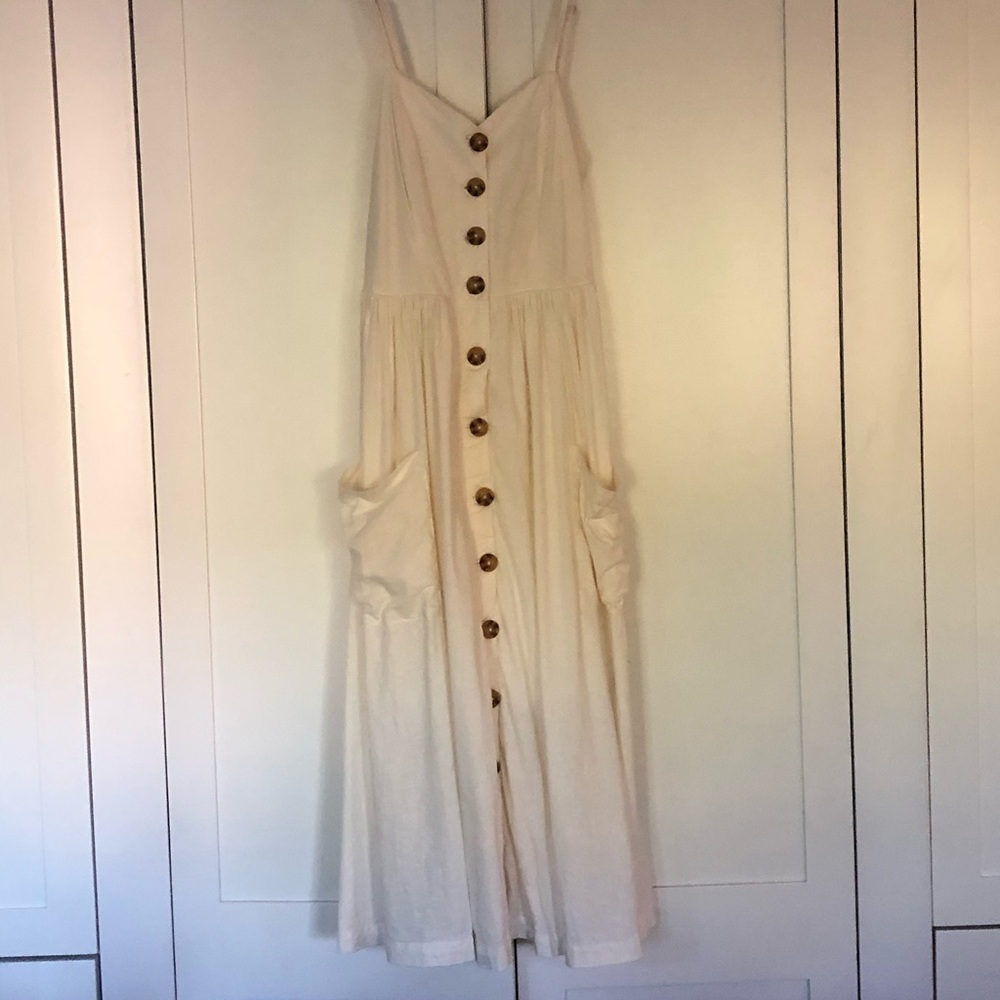 Urban Outfitters Emília White Linen Button Dress - Picture 2 of 10